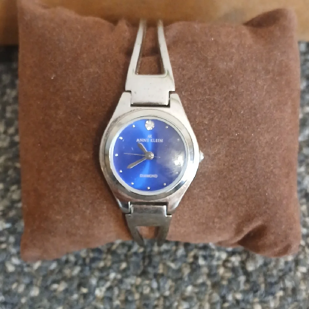 Anne Klein Silver Watch with Blue Dial